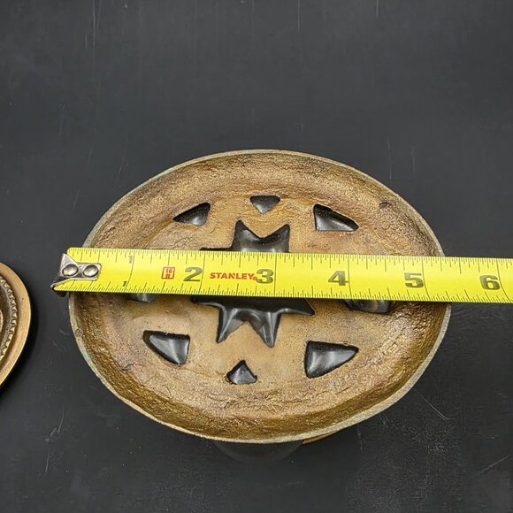 Baroque Brass & Hand Blown Bubble Glass Lidded Dome Caged Apothecary Jar Vintage - Picture 12 of 14